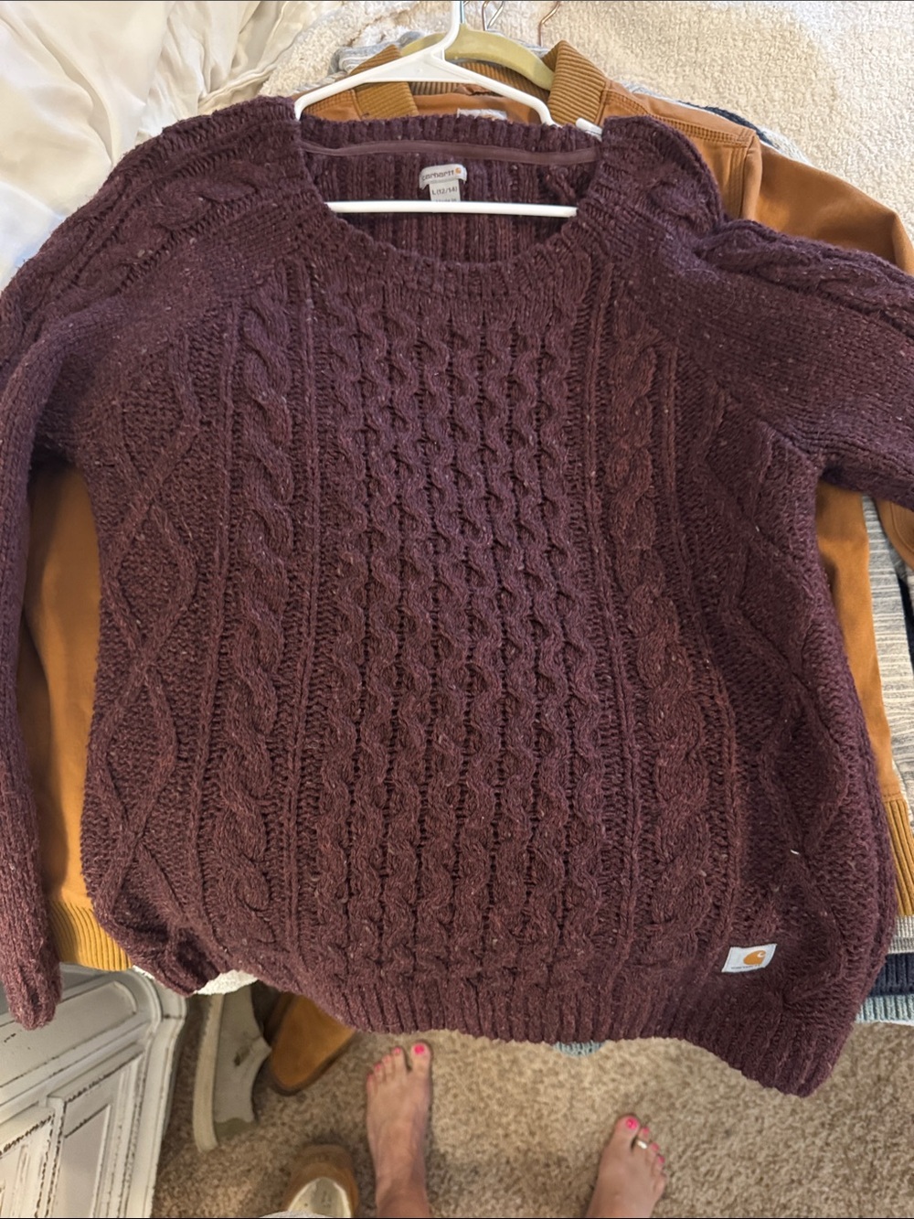 Carhartt Women's Cable Crew Sweater in Wine